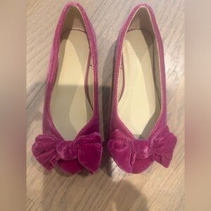Janie and Jack Pink Velvet Flats with Bow